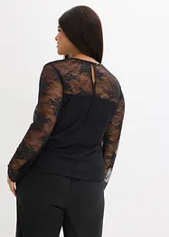 Långärmad topp i fin spets, bonprix