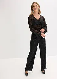 Blus med paljettfransar, bonprix