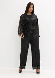 Blus med paljettfransar, bonprix