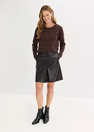 Kjol i lackskinnimitation med veck, bonprix