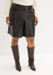 Kjol i lackskinnimitation med veck, bonprix