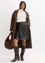 Kjol i lackskinnimitation med veck, bonprix