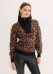 Tröja med krage och dragkedja, bonprix