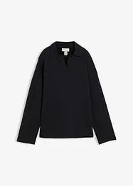 Sweatshirt i ekologisk bomull med stickad pikékrage, bonprix