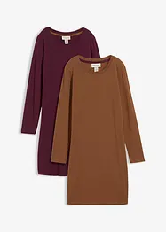 Jerseyklänning av bomull med stretch (2-pack), bonprix