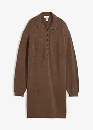 Stickad klänning med knappslå, bonprix