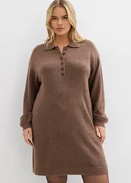 Stickad klänning med knappslå, bonprix