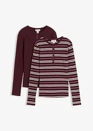 Långärmad topp i ribbat material med ekologisk bomull, bonprix