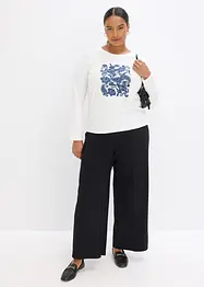 Långärmad topp med placerat tryck, bonprix