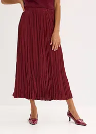 Maxikjol i krinklat material av satin, bonprix