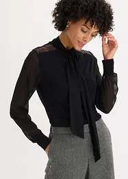 Knytblus med spets, bonprix