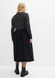 Klänning i materialmix av bomull, bonprix