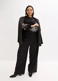 Finstickad tröja med paljettärmar, bonprix