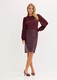 Knälång och figurnära kjol i skinnimitation, bonprix