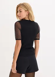 Finstickad tröja med meshinfällning, bonprix