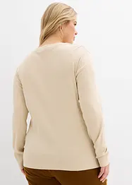 Långärmad topp i ribbat material av ren bomull, bonprix