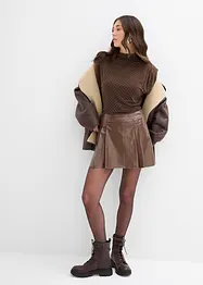 Minikjol i skinnimitation med motveck, bonprix