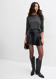 Långärmad topp med glittergarn, bonprix