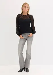Långärmad topp med spets, bonprix