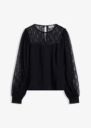 Långärmad topp med spets, bonprix