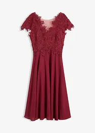 Mellanlång klänning i skir tyll med spets, bonprix