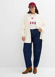 Jeans i Barrel-modell, Mid Waist, Super Soft, bonprix