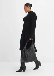 Stickad klänning med A-linje av viskosmix, bonprix