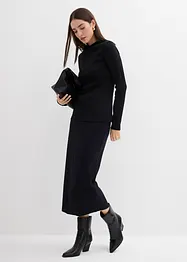 Långärmad topp i ribbat material, bonprix