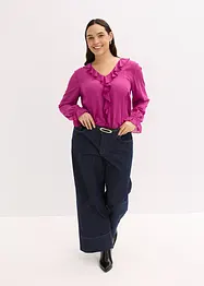 Blus med volanger, bonprix