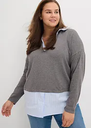 Finstickad tröja med blusinfällning, bonprix