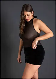 Halterneckklänning med sammet, bonprix