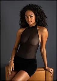 Halterneckklänning med sammet, bonprix