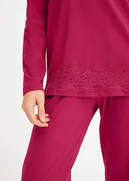 Pyjamas av mjuk bomull med spets, bonprix