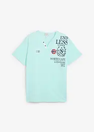 T-shirt i ekologisk bomull med kort knappslå, bonprix