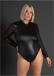 Stringbody ouvert med wetlook, bonprix