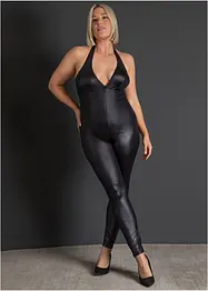 Catsuit ouvert med wetlook, bonprix