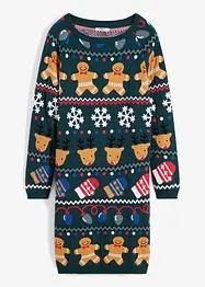 Kort stickad klänning med pepparkakor, bonprix