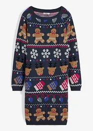 Kort stickad klänning med pepparkakor, bonprix