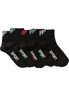 Sportsockor med texttryck (5-pack), ekologisk bomull, bonprix