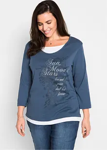 Bomullstopp med 2-i-1-look och 3/4-ärm, bonprix