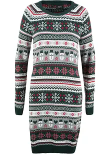 Stickad klänning med julmönster, bonprix