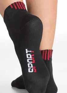 Sportsockor med texttryck (5-pack), ekologisk bomull, bonprix