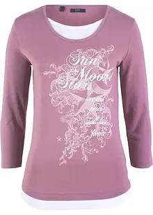 Bomullstopp med 2-i-1-look och 3/4-ärm, bonprix