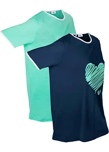 Lång topp med korta ärmar, 2-pack, bonprix