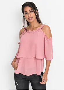 Cold shoulder-blus med spets, BODYFLIRT