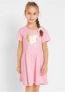 Jerseyklänning i ekologisk bomull för barn (2-pack), bonprix