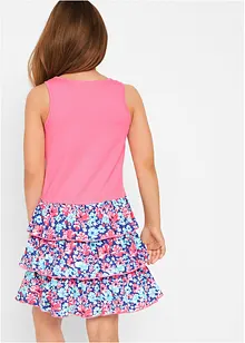 Jerseyklänning med volanger för barn, ekologisk bomull, bonprix