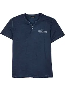 T-shirt i bomull med farfarskrage och tvättad look, bonprix