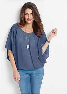 Chiffongblus med linne, bonprix