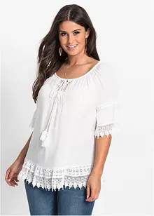 Tunika med spets i mjuk viskos, bonprix